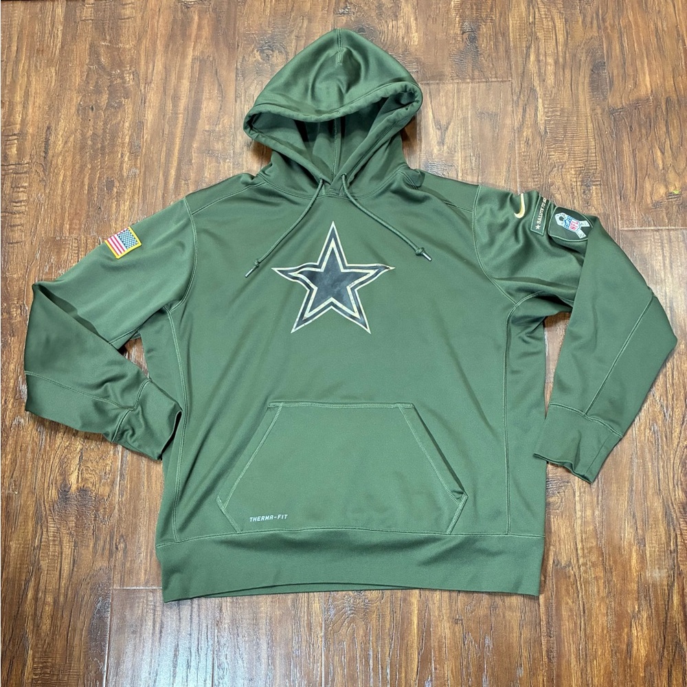 Nike NFL Cowboys Salute to Service Hoodie XXL Olive Green Therma-Fit Army Logo